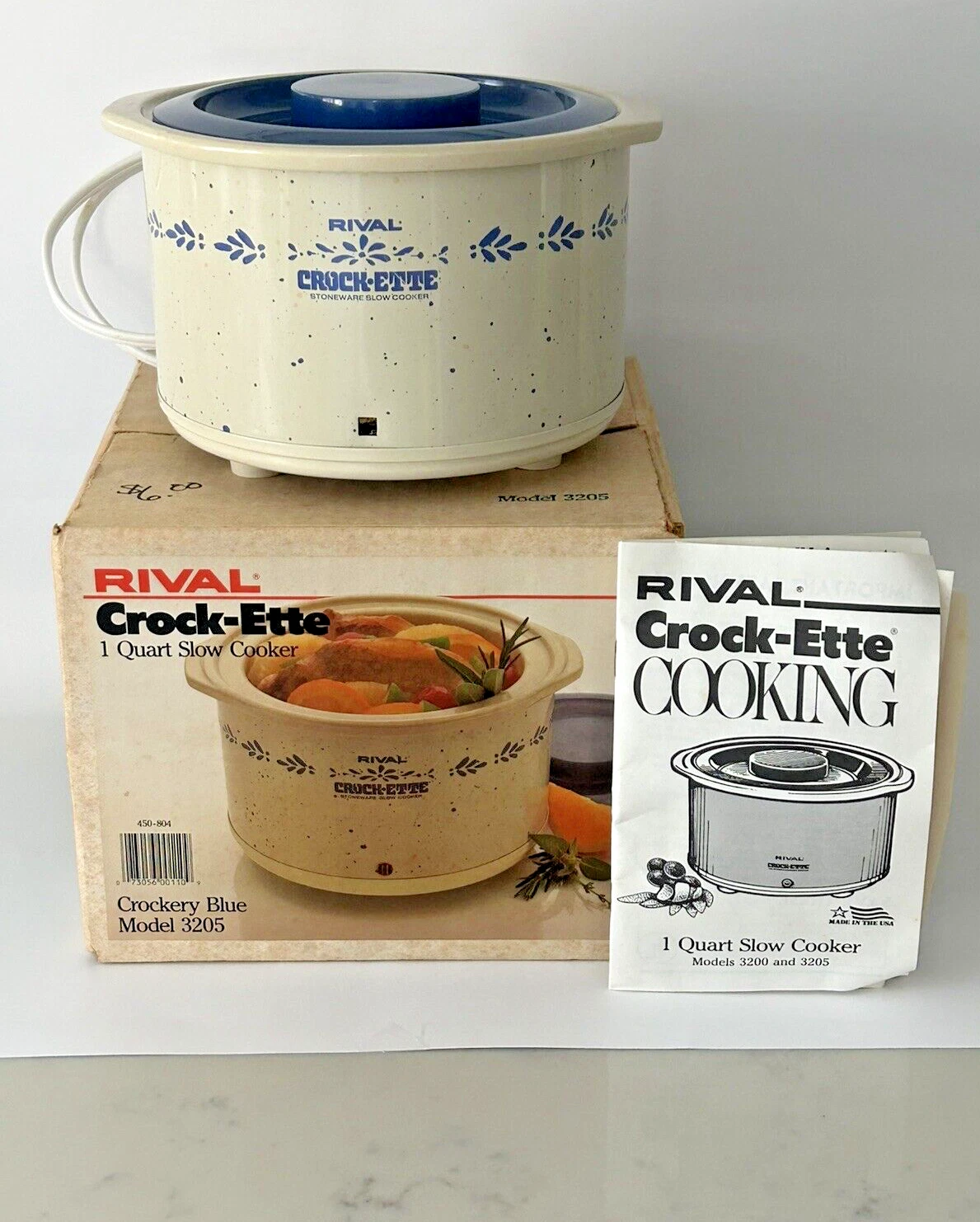 Vintage Rival Crock-Ette Electric Slow Cooker Crockpot Blue Stoneware One Qt NOS
Opens in a new wind