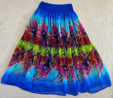Vintage Maxi Silk Skirt Womens Large Midi Boho Dopamine Dressing
