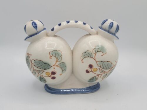 Nasco Rooster Oil And Vinegar Cruet Bottles Conjoined Hand Painted Handled Vtg - Picture 3 of 8