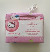 VTG 2006 Hello Kitty Pink Home Collection 100 Cotton Twin Girly Sheet Set NEW