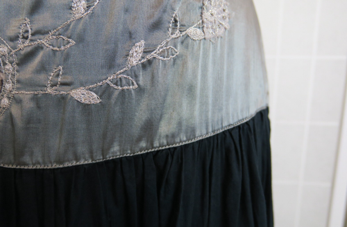 Per Una Maxi Skirt UK 12 Grey Black Embellished Satin Tiered 40" Long Full Skirt - Picture 7 of 15