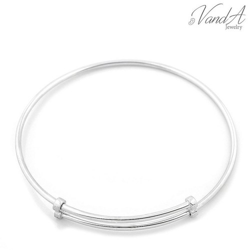 Sterling Silver 925 Expandable Bangle Bracelet Adjustable Charm Bracelet S20
