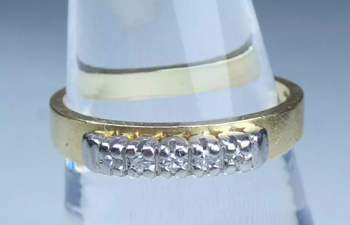 Vintage Solid 18ct Yellow Gold Palladium Diamond Eternity Wedding Ring Size 54 N