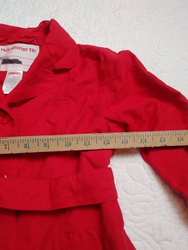 Gymboree Girls sz 6 New York Girl Jacket Red Trench Belt Ruffle Bows Cute! - Picture 4 of 9