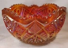 Vintage INDIANA Carnival Glass HEIRLOOM SUNSET Red Hobstar BOWL Crazy Glow BOOM