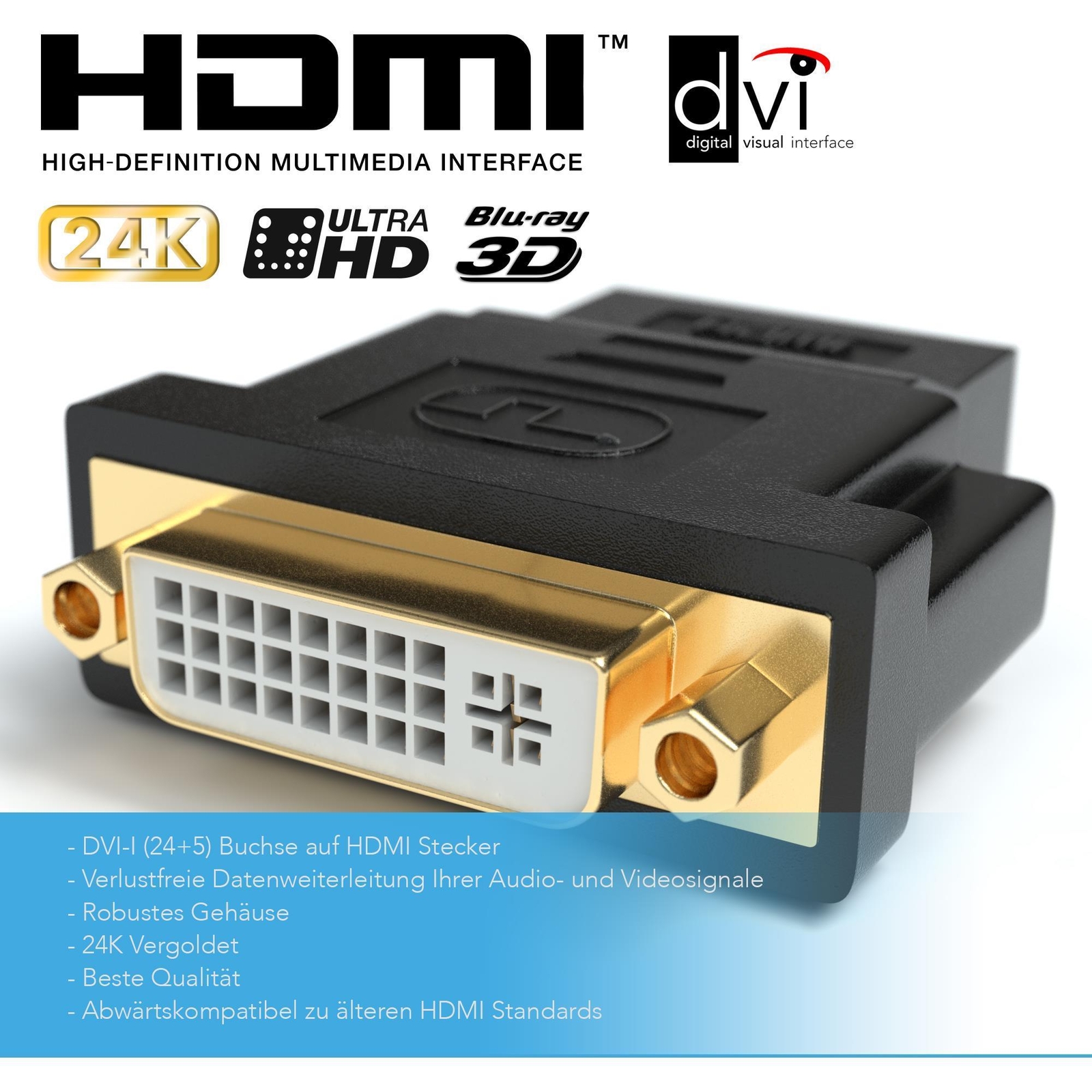 DVII (24+5) zu HDMI Adapter DVI Buchse auf HDMI Stecker Kontakte Vergoldet 4251111800065 eBay