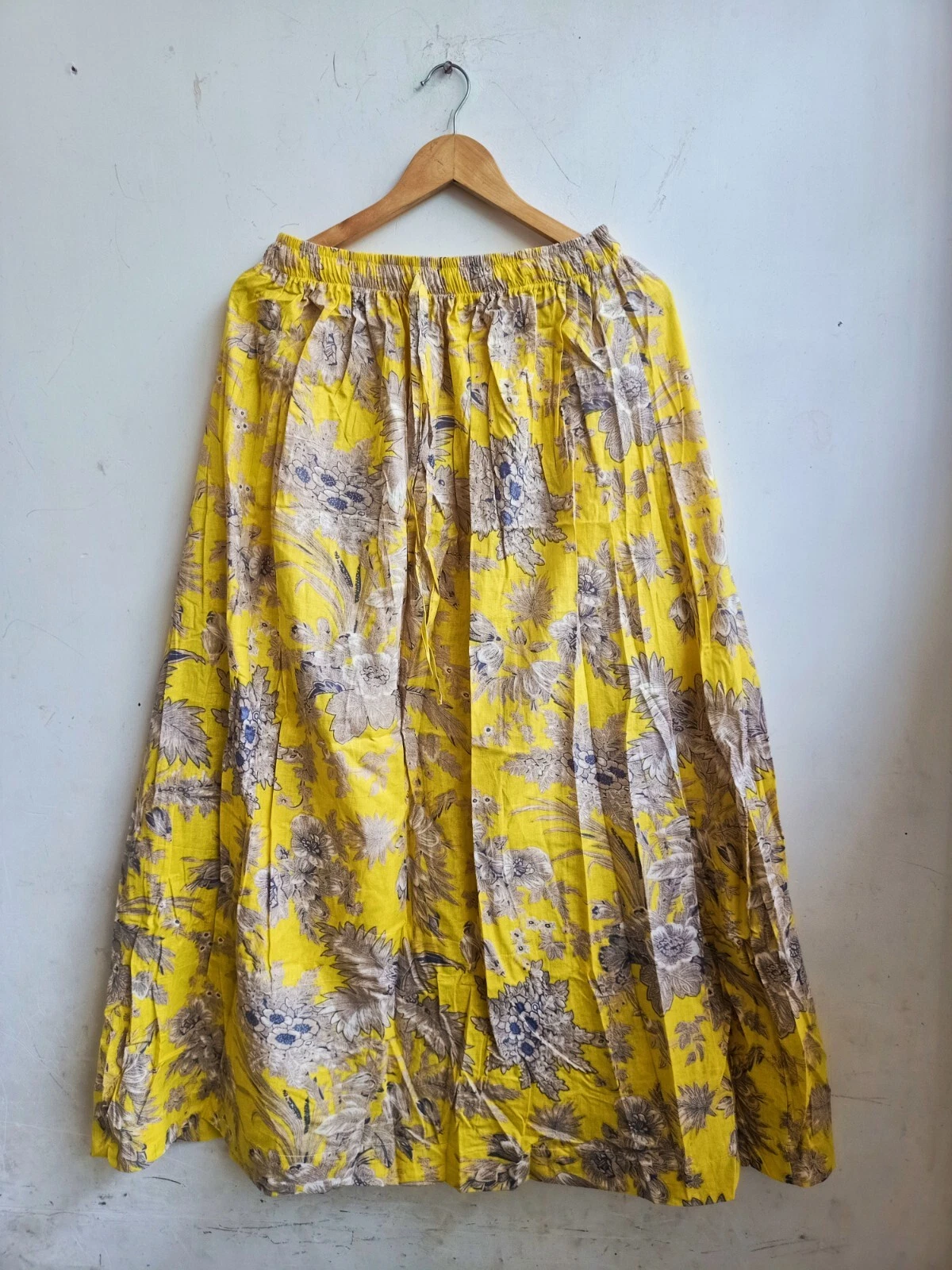 Indian Cotton Lemon Floral Printed Skirt Women Clothing Skirt Partywear Skirt AU