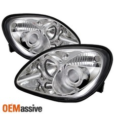 Fits 98-04 Mercedes-benz R170 Slk Twin Halo Projector Headlights Lamps Chrome