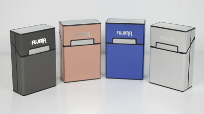 12 Aluminum Finish Top Flip Open Plastic Cigarette Case Pack Holder 100mm
