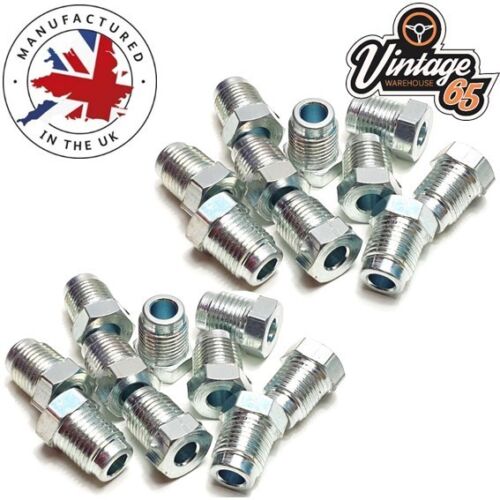 20 Imperial Brake Pipe Fittings Unions 3/8" UNF x 24Tpi Male Long For 3/16" Pipe - Picture 1 of 1