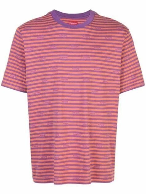 supreme   haut logo rayé s/s   neuf   violet   taille xl