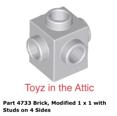 Lego 1x 4733 Light Bluish Gray Brick, Modified 1 x 1 with 10497