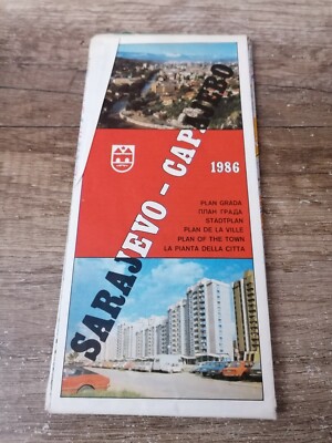 SARAJEVO CITY MAP 1986 VINTAGE YUGOSLAVIA 1