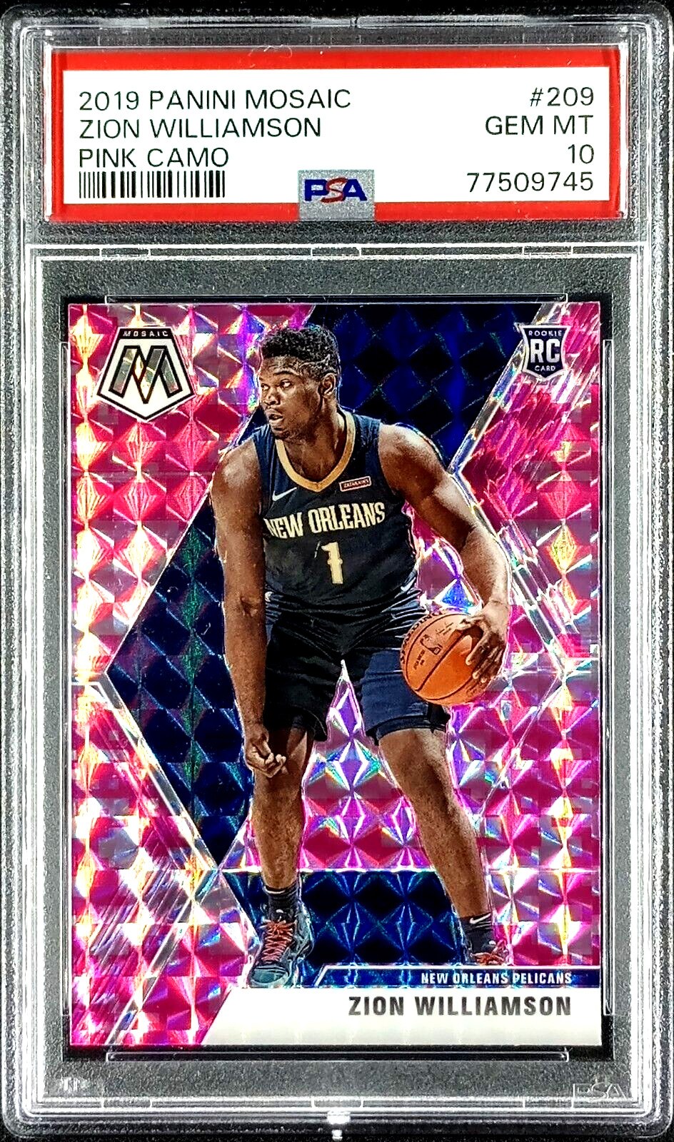 2019 Panini Mosaic Pink Camo #209 Zion Williamson RC Rookie PSA 10