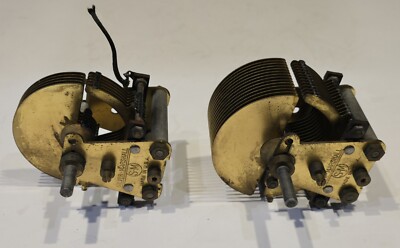 TWO VINTAGE SILVER MARSHALL BRASS SINGLE GANG AIR VARIABLE CONDENSERS TUNERS