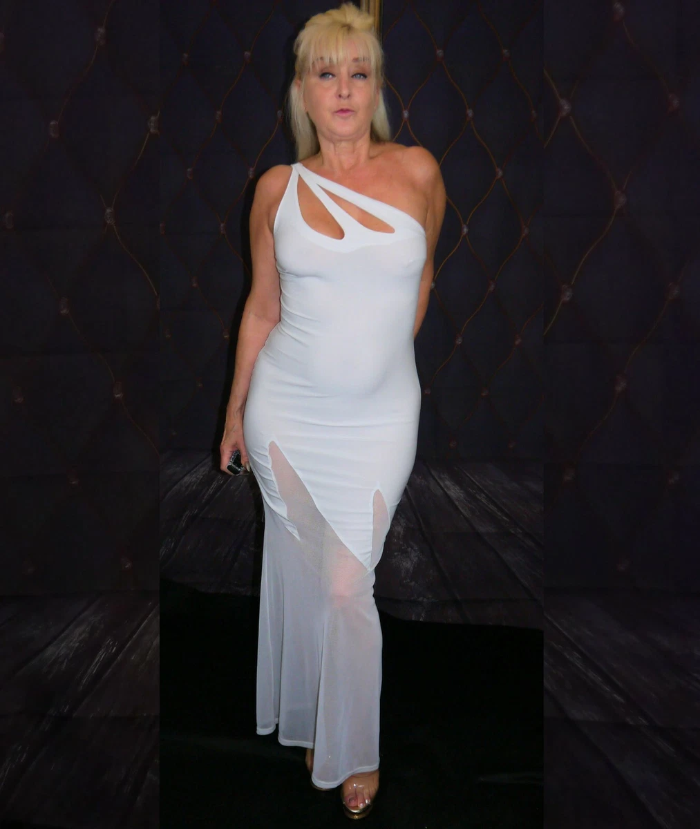 Long white stretchy best sale dress