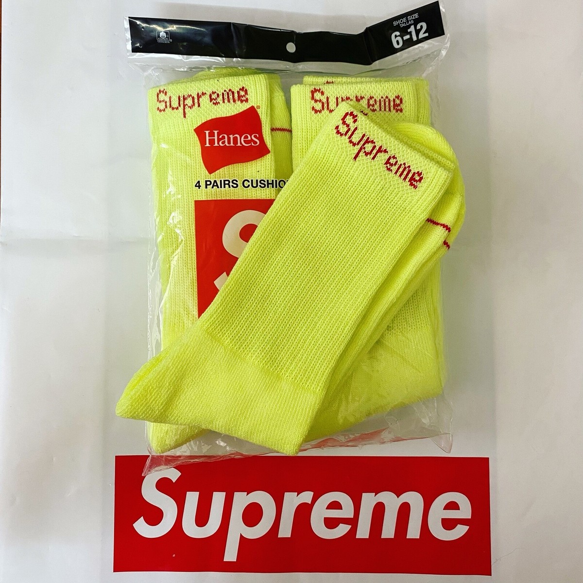 ONE PAIR) 100% Authentic Supreme x Hanes Crew Socks Red ONE PAIR) 100% Authentic Supreme x Hanes Crew Socks Red
