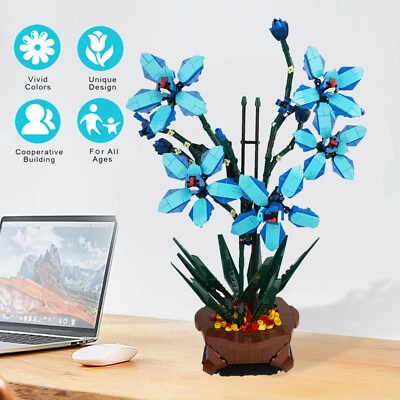 MARKENLOS Blumenstrauß Baustein Set Orchidee Blumen Klemmbaustein Orchidee Pflanze Bausatz