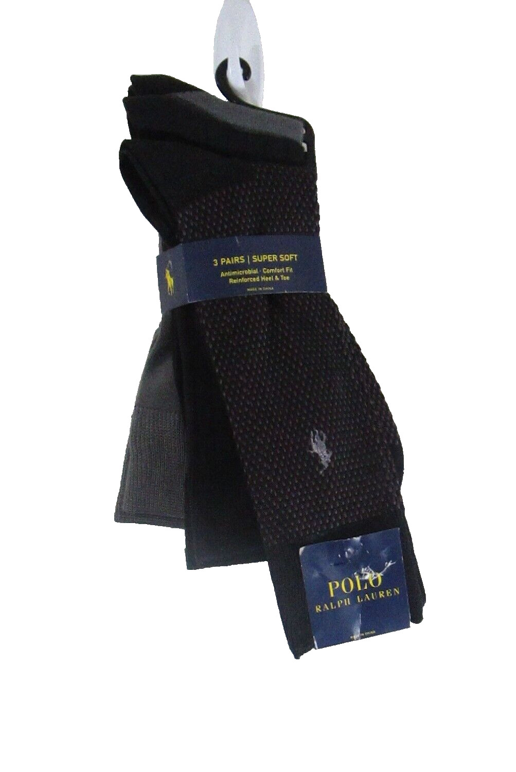 NWT Polo Ralph Lauren Mens Super Soft Comfort Fit Trouser Socks 3-Pairs 6-12.5