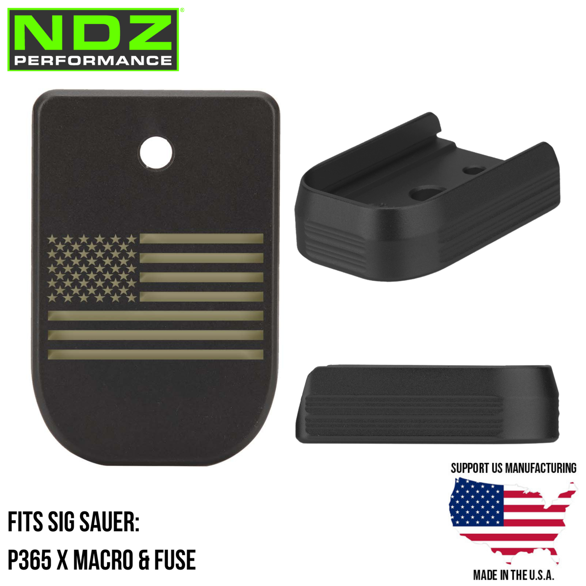 NDZ Magazine Base Pad for Sig P365 Fuse X Macro Aluminum Black