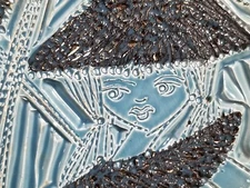 Mid Century Fratelli Fanciullacci Italian Sgraffito Pottery Ashtray Fashion Lady