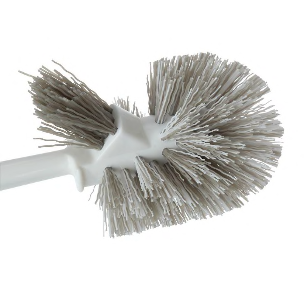 Toilet Bowl Brush with Rim Cleaner and Holder Set Hard Bristle, White