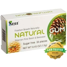 Sugar Free Chewing Gum All Natural Larch or Pine Tree Resin Flavor with Beeswax