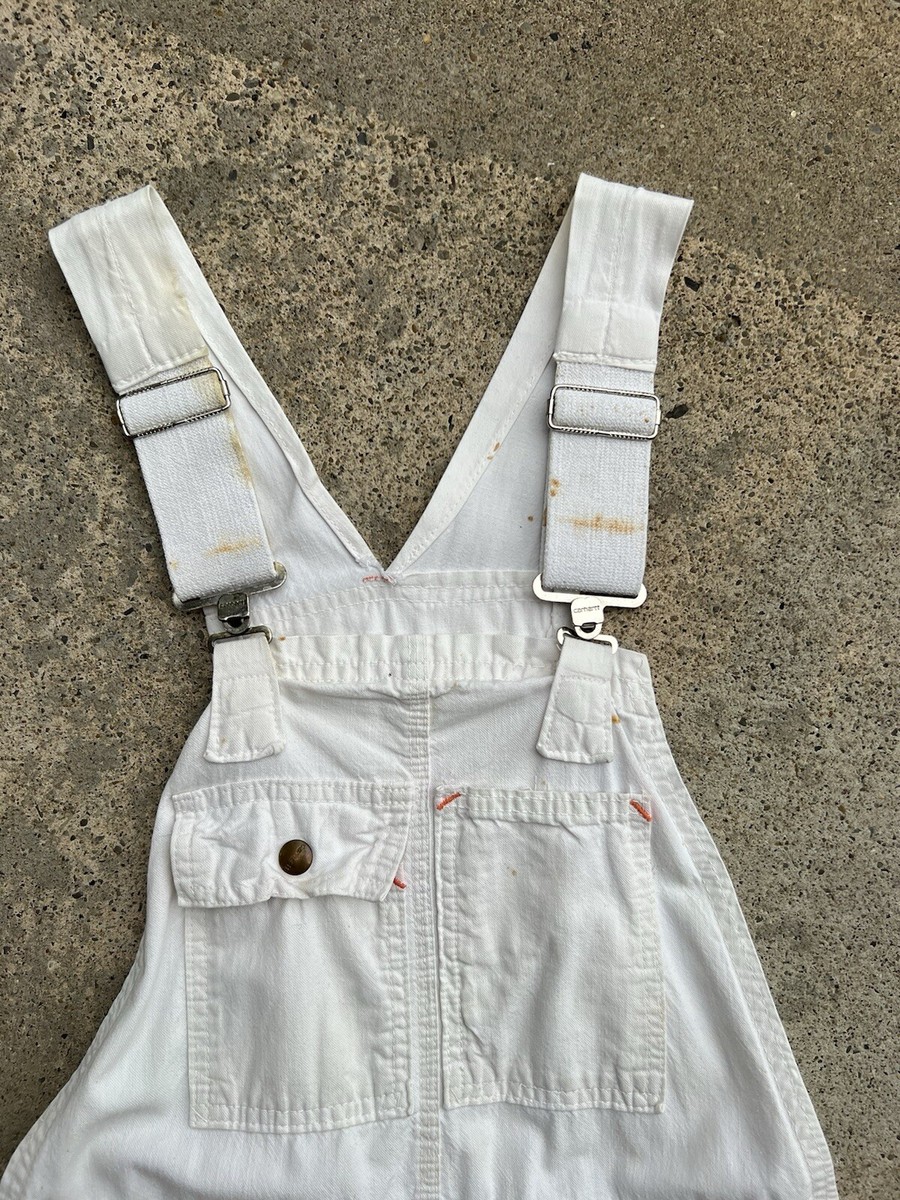 70s Carhartt Vintage Bib Overalls Off White Double-Knee Mens