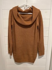 GORGEOUS FOREVER 21 COZY COWL NECK SWEATER DRESS SMALL LIGHT RUST BURNT ORANGE