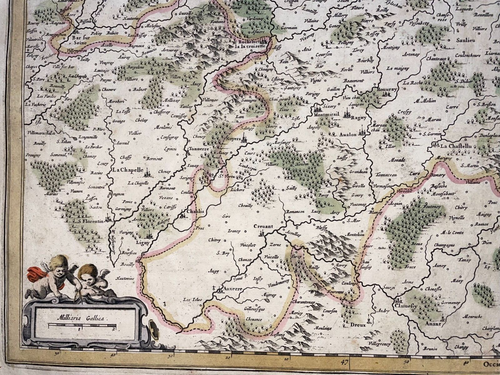 BOURGOGNE FRANCIA 1654 WILLEM BLAEU MAPA GRANDE ANTIGUO GRABADO SIGLO XVII - Imagen 9 de 11