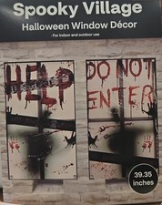 Spooky Village Blood Splatter Help & Do Not Enter Halloween Window decor 39.35"