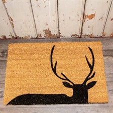 Matte f&uuml;r den Hauseingang, T&uuml;rmatte im Landhausstil, aus Kokos, Hirschmotiv