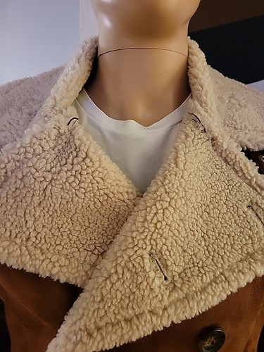 NWT Guess Mens Brown Button Up Double Breasted Faux-Shearling Coat Size Small - Picture 3 of 23