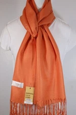 Women's Pashmina Scarf Shawl Wrap Solid Orange Silk Cashmere*Soft 030 