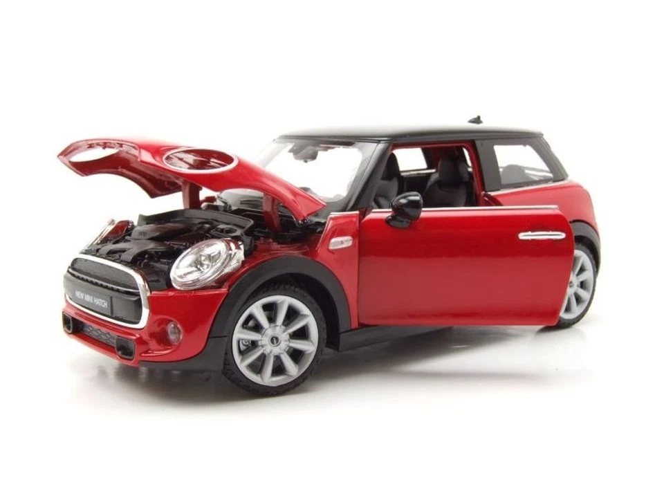 BMW Mini Cooper Hatch 2015 Nero Rosso Modellino Auto 1:24 Welly - Immagine 4 di 4