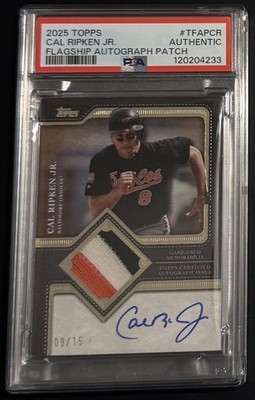 2025 Topps Cal Ripken Jr. Flagship Autograph Patch /15 TFAP-CR PSA Authentic 