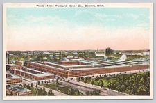 Vintage Packard Motor Co. Plant Detroit MI Linen Postcard
