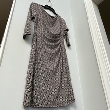 Lauren Ralph Lauren Womens Black Cream Geometric Bodycon Ruched Dress 8P NEW