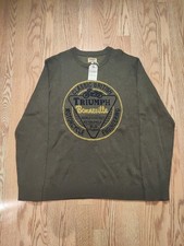 Triumph Lucky Brand sweater men's Large NWT NEW green logo moto motorcycle