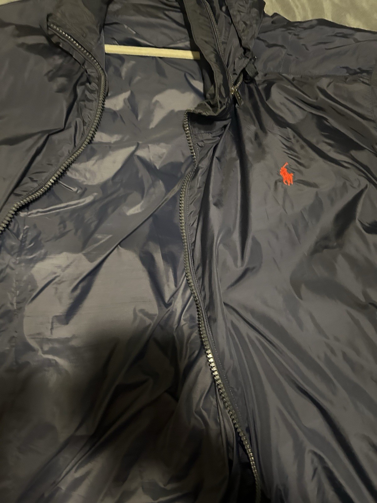 Polo uomo Ralph Lauren blu navy con cappuccio impermeabile giacca antipioggia s3xl rosso pony