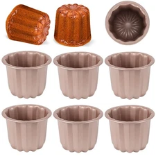 6 PCS 2.8 Inch Canele Molds Carbon Steel Nonstick Cupcake Muffin Pan