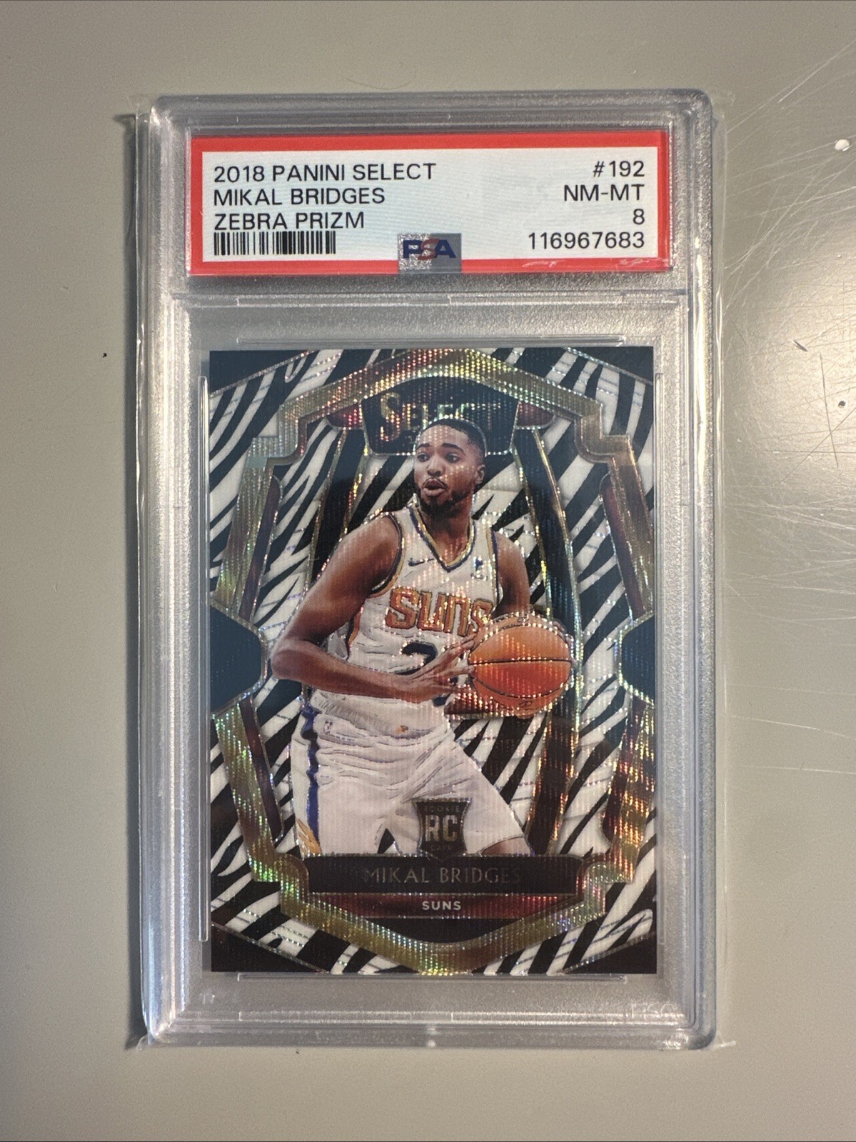 2018-19 Panini Select - Premier Level Mikal Bridges #192 Zebra Prizm (RC)