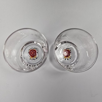  Jim Beam Whiskey Rocks Glasses Set of 2 Red Wax Seal Logo Heavy Base Barware