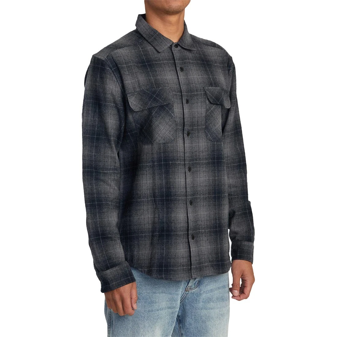 RVCA Camisa de Franela con Botones Manga Larga Color Negro