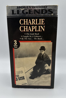 Charlie Chaplin Hollywood Legends 3 Tape VHS Set 1995 Gold Rush, Untested
