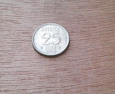 1x Schweden 25 Öre 1958 Silber