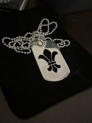 Chrome Hearts Fleur-de-lis Dog Tag Pendant Necklace 925 Silver