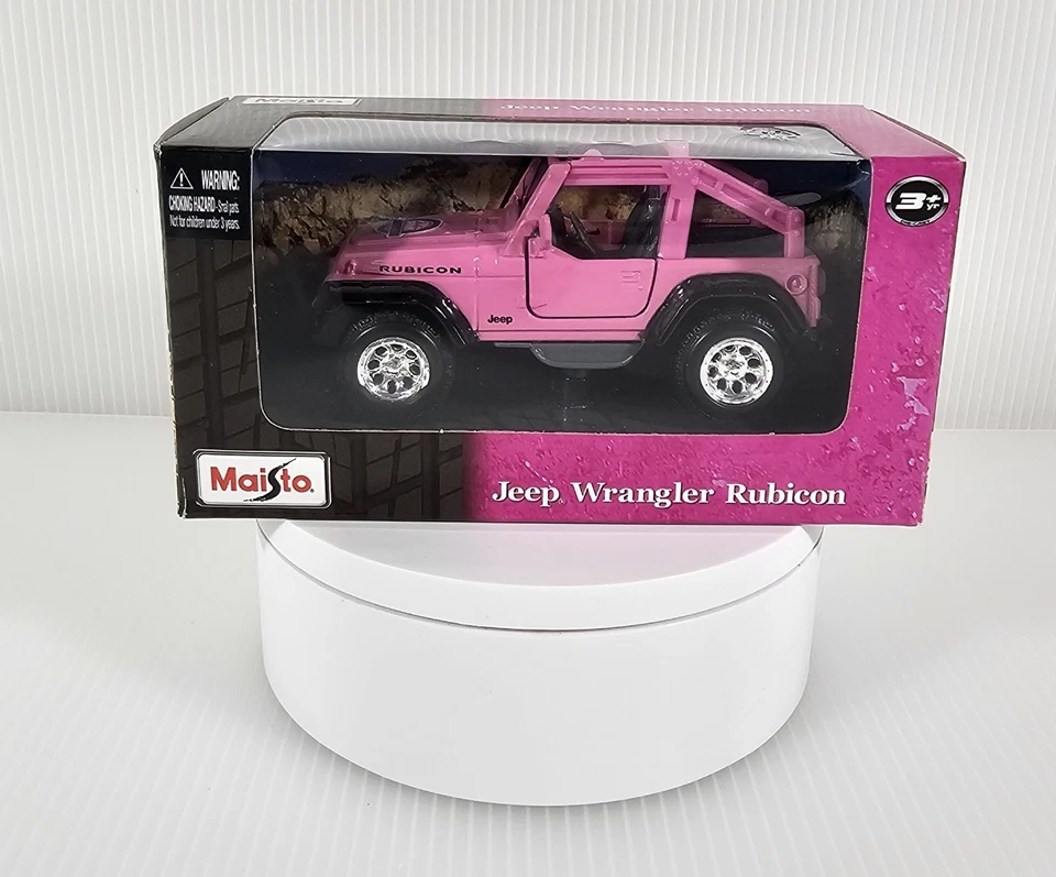 Maisto Jeep Wrangler Rubicon Rosa Diecast Juguete, Acción Pull Back, RARO Foto 2 de 4