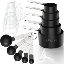 16PCS Measuring Cups and Spoons Set, Measuring Spoon Set with Metric and US Meas