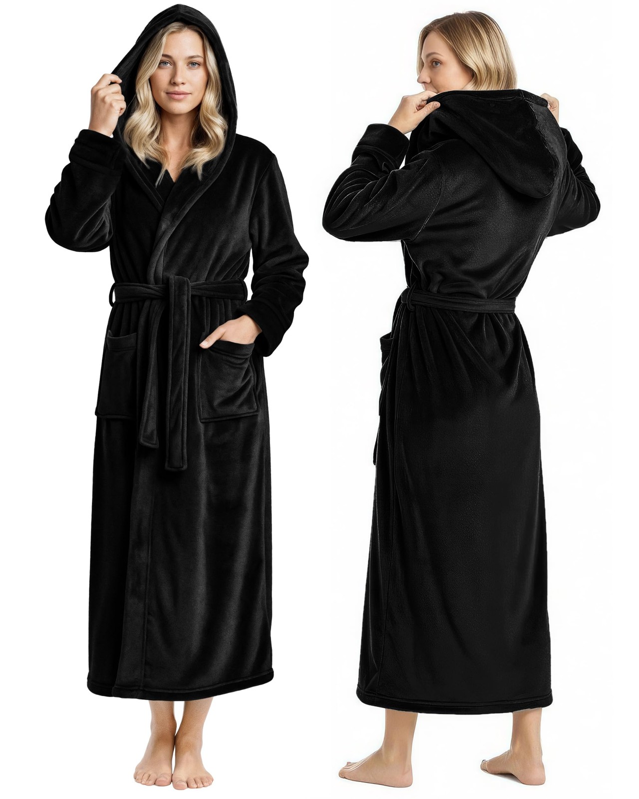 NY Threads Premium Womens Robe with Hood, Plush Fleece Long Bath Robe for Wom...